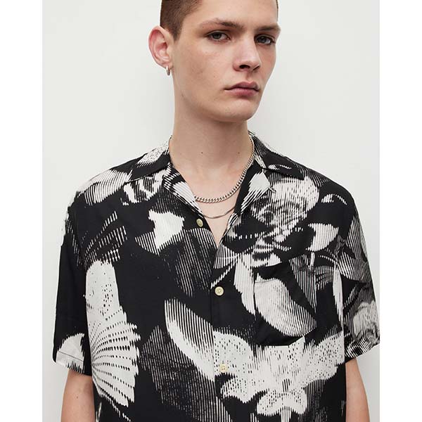 Allsaints Australia Mens Frequency Floral Shirt Black AU48-968